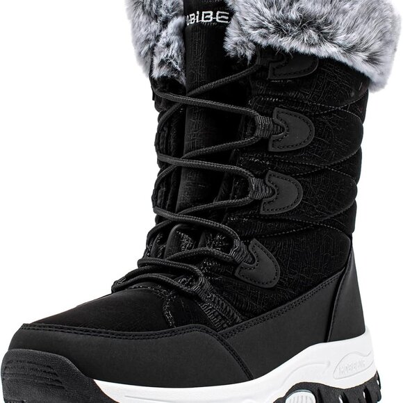 Women's Waterproof Snow Boots Faux Fur Lined Mid-Calf Winter Boots - Picture 1 of 6
